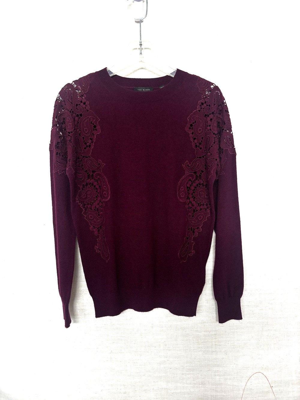 Ted Baker Sweater UK 2 US 6 Merino Wool Blend Burgundy